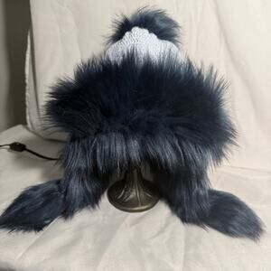 Village House Womens Winter Hat Made In Poland Faux Fur Wool Blend Baby Blue NWT
